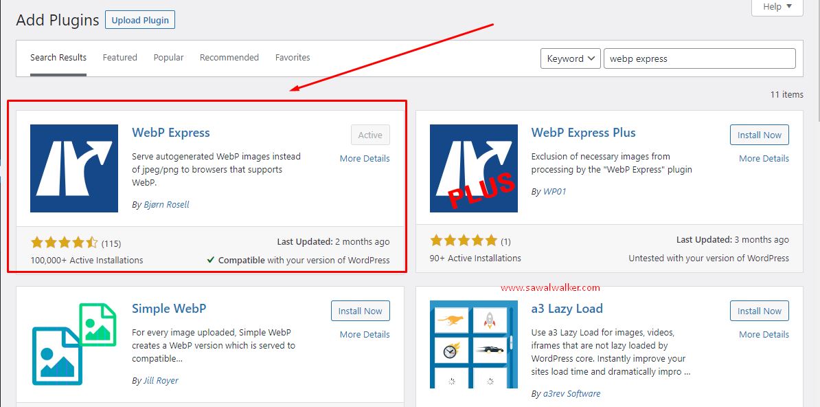 cara setting plugin webp express