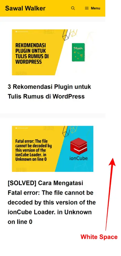 Cara Hapus White Space Tampilan Mobile WordPress